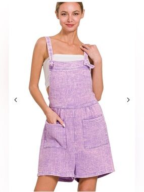 NWT Zenana Woven Double Gauze Acid Washed Romper